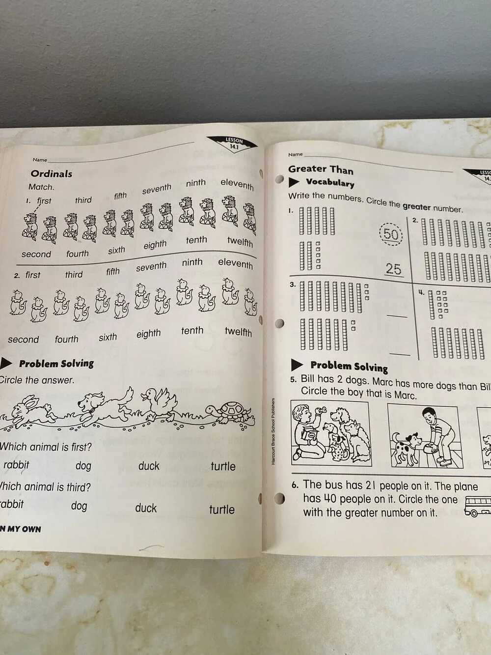 Harcourt Math Advantage Practice On My Own Student Workbook